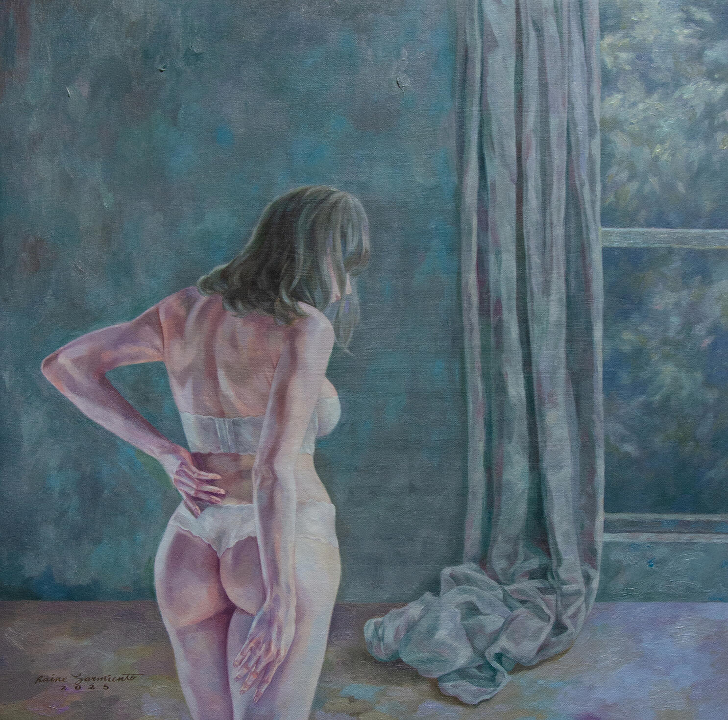 My Day Begins When Theirs End | Oil on Canvas | 24" x 24" | 2025