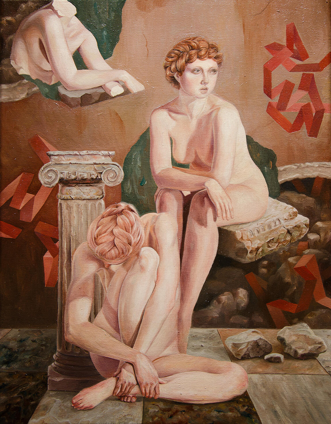 Portrait of a Lady in Three Bodies of Melancholy | Oil on canvas | 18&quot; x 14&quot; | 2018