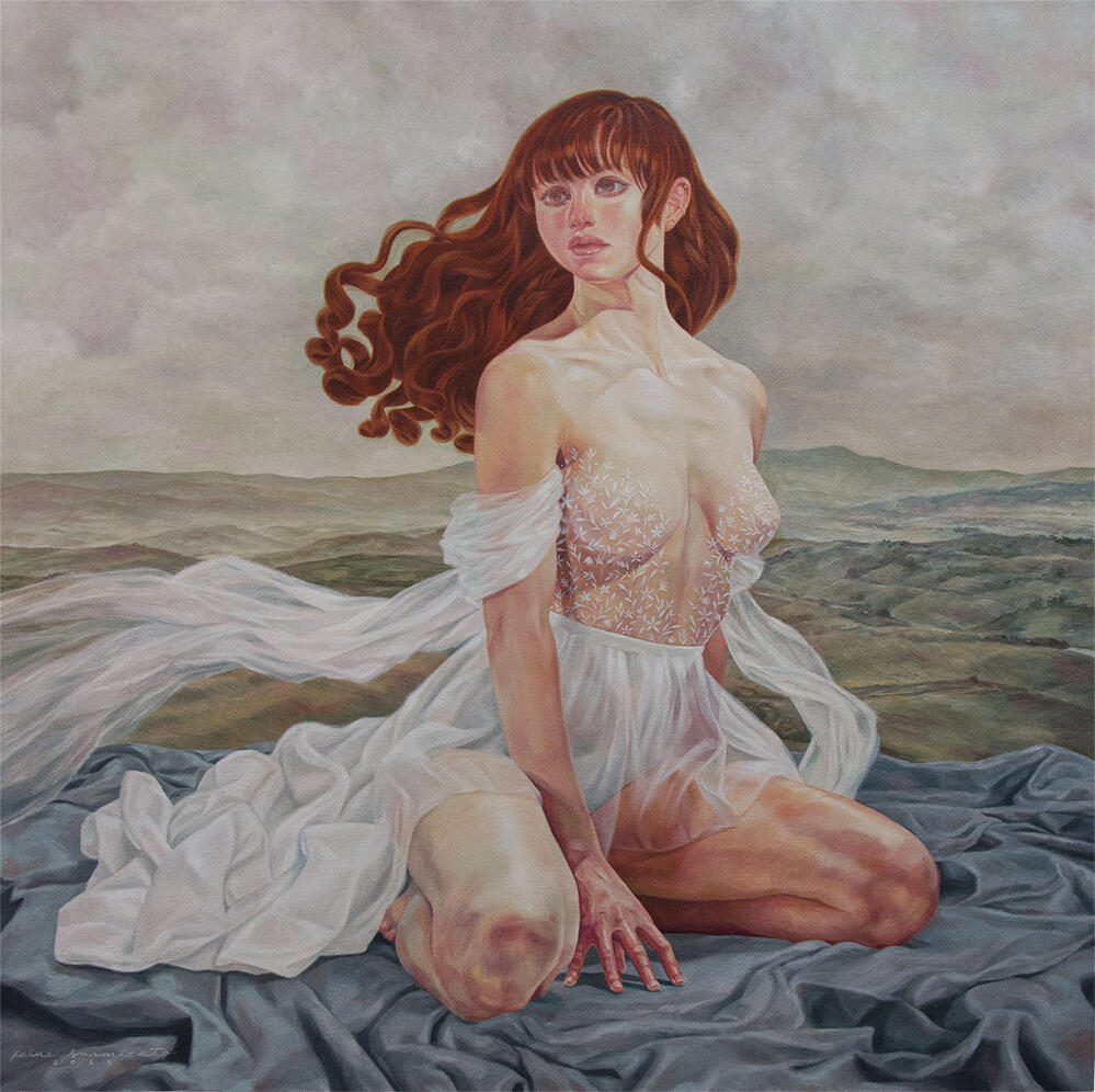 Fear of Facing the Gloomy Future | Oil on canvas | 36&quot; x 36&quot; | 2023