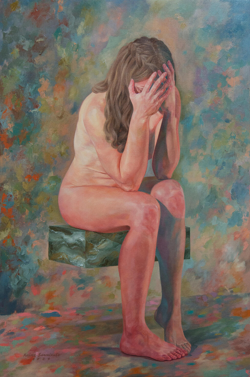 Overhauling My Stressed Cells | Oil on Canvas | 36" x 24" | 2024